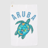 Aruba Beach Sea Schildkröte Illustration Golfhandtuch (Vorderseite)