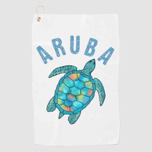 Aruba Beach Sea Schildkröte Illustration Golfhandtuch (Vorderseite)