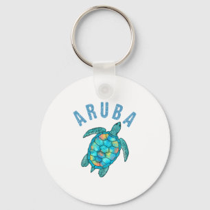 Aruba Beach Sea Schildkröte Illustration Schlüsselanhänger