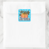 Aruba Beach Sunset Quadratischer Aufkleber (Tasche)