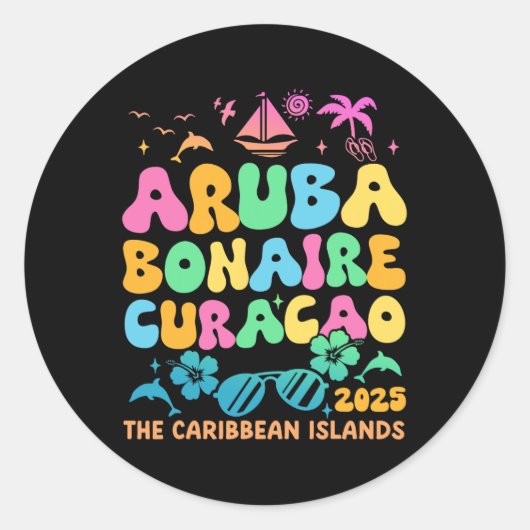 Aruba Bonaire Curacao 2025 Insel Karibiktour Runder Aufkleber (Vorderseite)