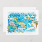 Aruba Bonaire Curacao Illustrierte Inseln Postkarte (Vorne/Hinten)