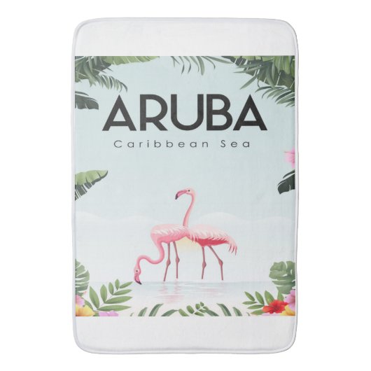 Aruba Caribbean Sea Flamingo | Funny Flaming Badematte (Vorderseite Vertikal)