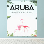 Aruba Caribbean Sea Flamingo | Funny Flaming Leinwanddruck (Insitu (Holzboden))