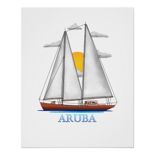 Aruba Coastal Nautical Sailing Poster (Vorderseite)
