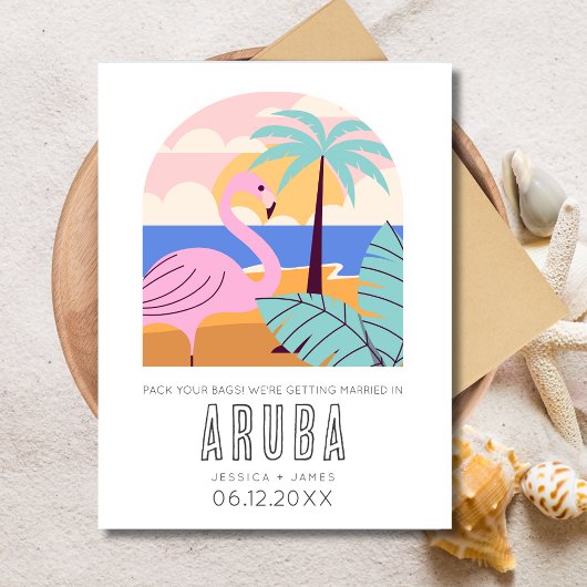 Aruba Destination Beach Wedding Save the Date Ankündigungspostkarte