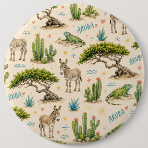 Aruba Divi-Baum, Esel, Iguana, Kaktus Button
