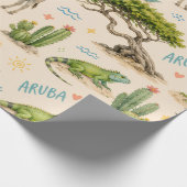 Aruba Divi-Baum, Esel, Iguana, Kaktus Geschenkpapier (Ecke)