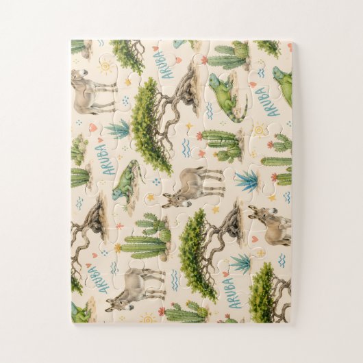 Aruba Divi-Baum, Esel, Iguane, Kaktus Puzzle (Vertikal)