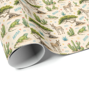 Aruba Divi-Baum, Esel, Leguan, Kaktus Geschenkpapier