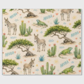 Aruba Divi-Baum, Esel, Leguan, Kaktus Geschenkpapier (Flach)