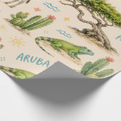 Aruba Divi-Baum, Esel, Leguan, Kaktus Geschenkpapier (Ecke)