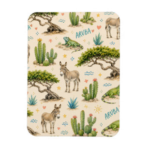 Aruba Divi-Baum, Esel, Leguan, Kaktus Magnet