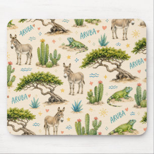 Aruba Divi-Baum, Esel, Leguan, Kaktus Mousepad