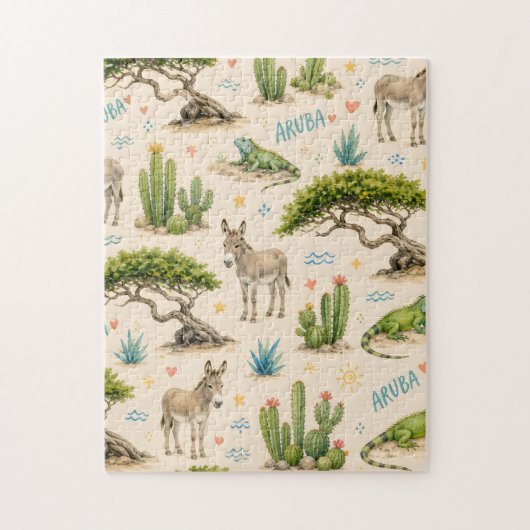 Aruba Divi-Baum, Esel, Leguan, Kaktus Puzzle (Vertikal)