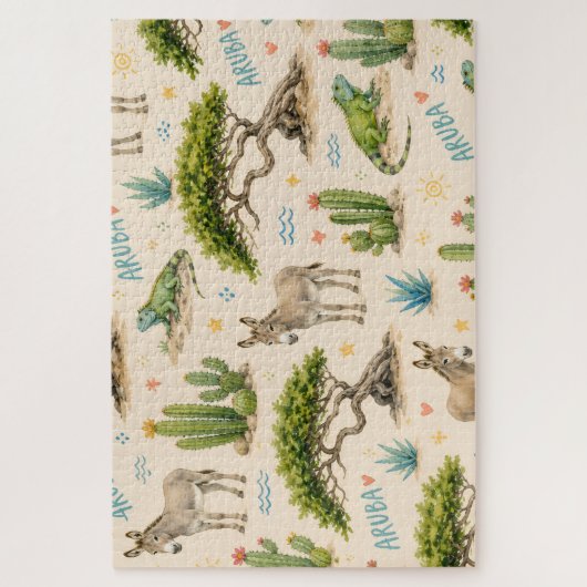 Aruba Divi-Baum, Esel, Leguan, Kaktus Puzzle (Vertikal)