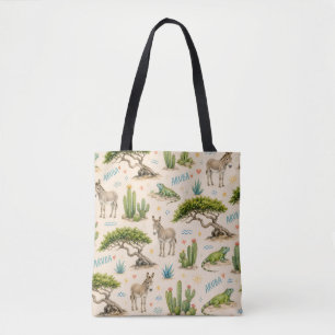 Aruba Divi-Baum, Esel, Leguan, Kaktus Tasche