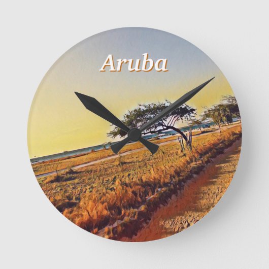 Aruba Divi Divi Trees Runde Wanduhr (Vorderseite)