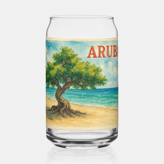 Aruba Divi Tree Eagle Beach Aquarell Dosenglas (Rückseite)