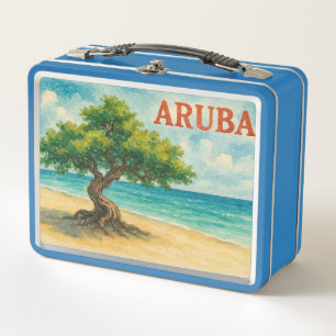 Aruba Divi Tree Eagle Beach Aquarell Metall Brotdose