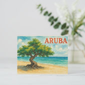 Aruba Divi Tree Eagle Beach Aquarell Postkarte (Stehend Vorderseite)