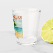 Aruba Divi Tree Eagle Beach Aquarell Schnapsglas (Rechts)