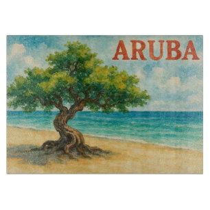 Aruba Divi Tree Eagle Beach Aquarell Schneidebrett