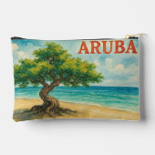 Aruba Divi Tree Eagle Beach Aquarell Zubehörtasche (Rückseite)