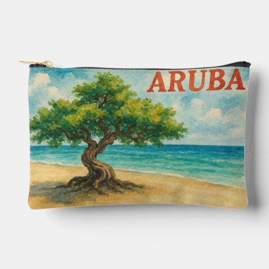 Aruba Divi Tree Eagle Beach Aquarell Zubehörtasche (Vorderseite)