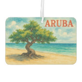 Aruba Divi Tree Eagle Beach Wasserfarben Autolufterfrischer (Rückseite)