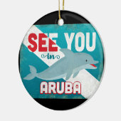 Aruba Dolphin - Retro Vintage Travel Keramik Ornament (Links)