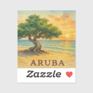 Aruba Eagle Beach Divi Baum Goldene Stunde Aufkleber