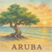 Aruba Eagle Beach Divi Baum Goldene Stunde Aufkleber (Vorderseite)