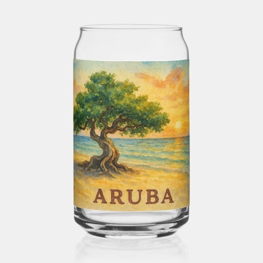 Aruba Eagle Beach Divi Baum Goldene Stunde Dosenglas (Rückseite)