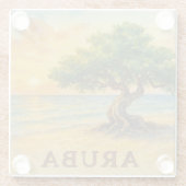 Aruba Eagle Beach Divi Baum Goldene Stunde Glasuntersetzer (Rückseite)