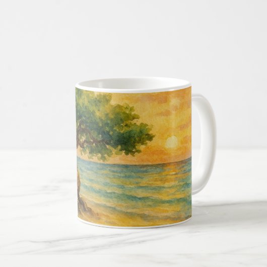 Aruba Eagle Beach Divi Baum Goldene Stunde Kaffeetasse (VorderseiteRechts)