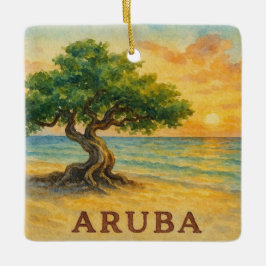 Aruba Eagle Beach Divi Baum Goldene Stunde Keramikornament