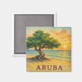 Aruba Eagle Beach Divi Baum Goldene Stunde Magnet (Vorderseite/Rückseite)