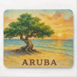 Aruba Eagle Beach Divi Baum Goldene Stunde Mousepad