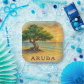 Aruba Eagle Beach Divi Baum Goldene Stunde Pappteller (Party)