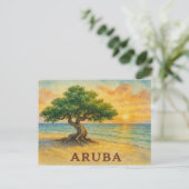 Aruba Eagle Beach Divi Baum Goldene Stunde Postkarte (Stehend Vorderseite)