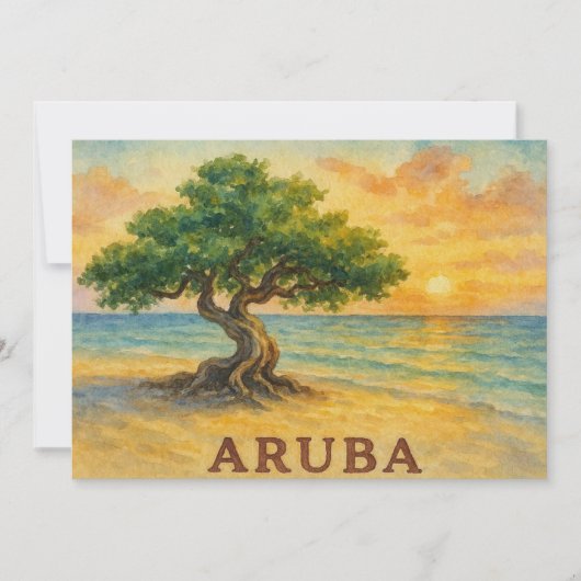 Aruba Eagle Beach Divi Tree Golden Hour Dankeskarte (Vorderseite)