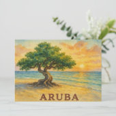 Aruba Eagle Beach Divi Tree Golden Hour Dankeskarte (Stehend Vorderseite)