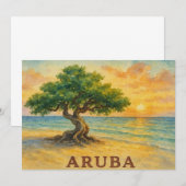 Aruba Eagle Beach Divi Tree Golden Hour Dankeskarte (Vorne/Hinten)