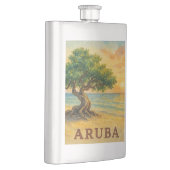 Aruba Eagle Beach Divi Tree Golden Hour Flachmann (Rechts)