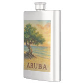 Aruba Eagle Beach Divi Tree Golden Hour Flachmann (Links)