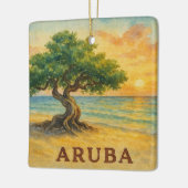 Aruba Eagle Beach Divi Tree Golden Hour Keramikornament (Links)