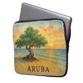 Aruba Eagle Beach Divi Tree Golden Hour Laptopschutzhülle (Vorderseite Links)