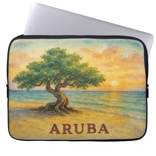 Aruba Eagle Beach Divi Tree Golden Hour Laptopschutzhülle (Vorderseite)