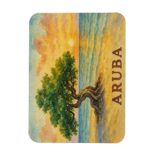 Aruba Eagle Beach Divi Tree Golden Hour Magnet (Vertikal)